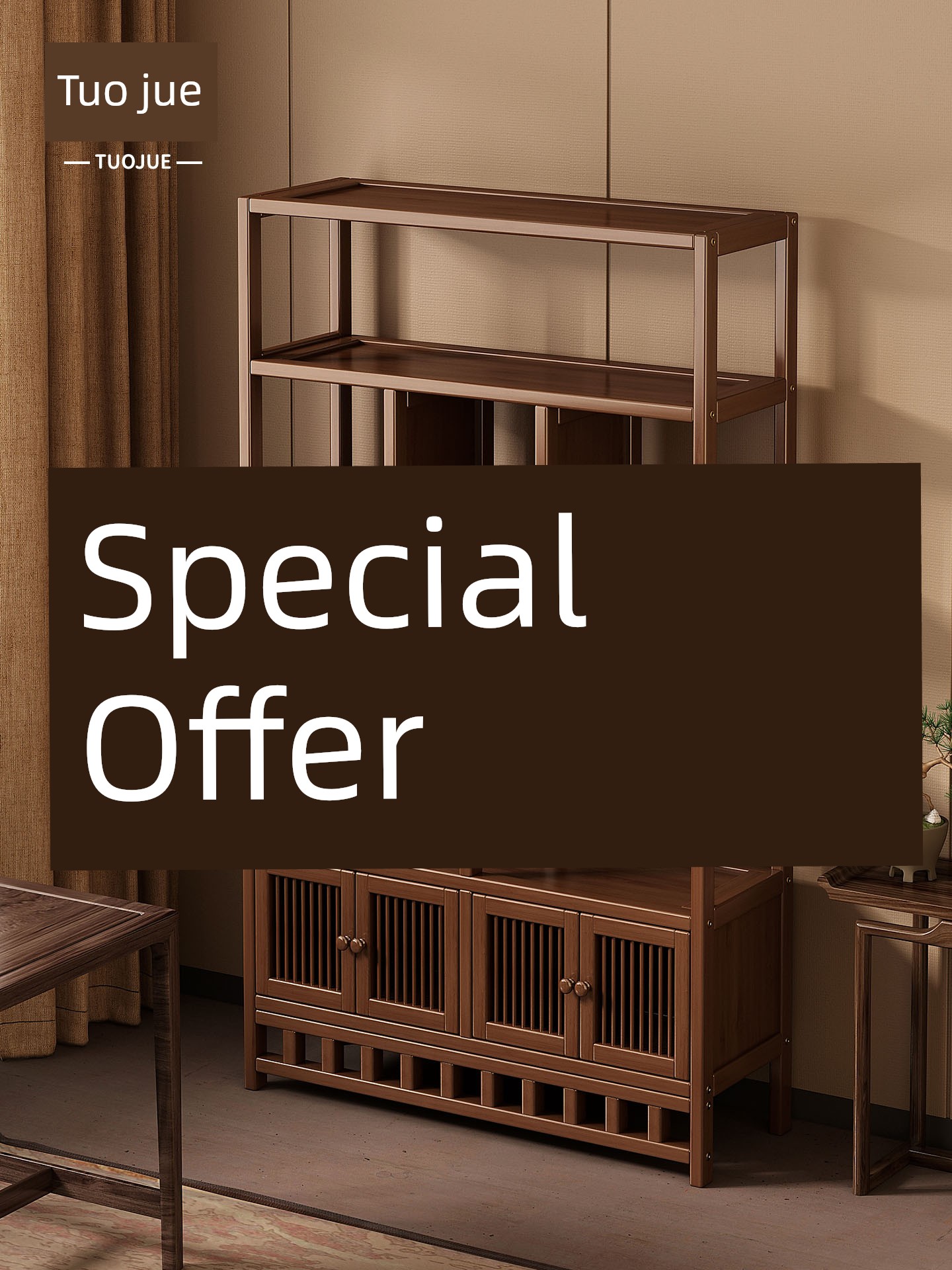 Bamboo Antique Shelf Non-Solid Wood Tea Cabinet Storage Rack Chinese Duobao Pavilion Tea Cabinet Wall Tea Holder Bookshelf