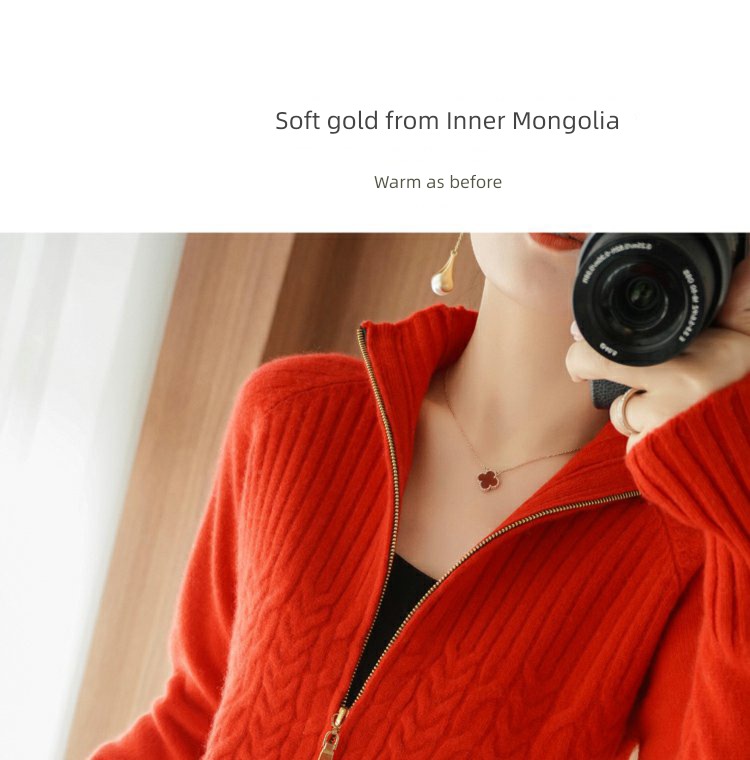 easy Women's wear zipper sweater loose coat knitting Cardigan