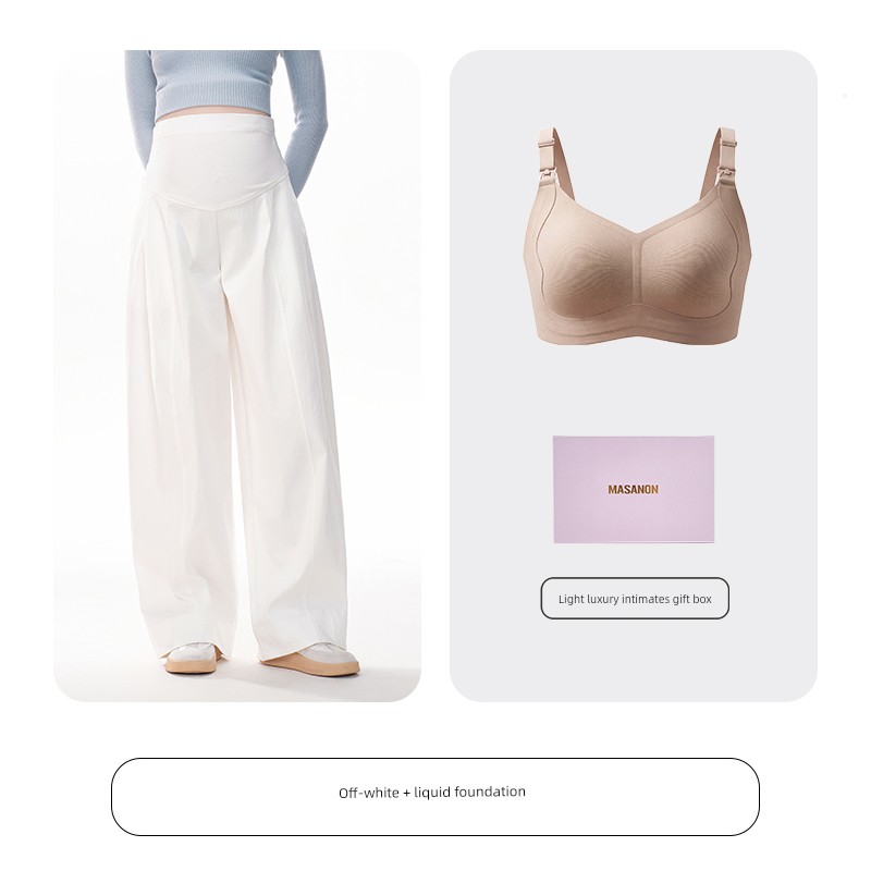 Masanon Maternity Pants for Autumn, Wide-Leg Pants That Don'T Squeeze the Belly, Suitable for Petite Women, Belly-Supporting Casual Pants for Winter — 8
