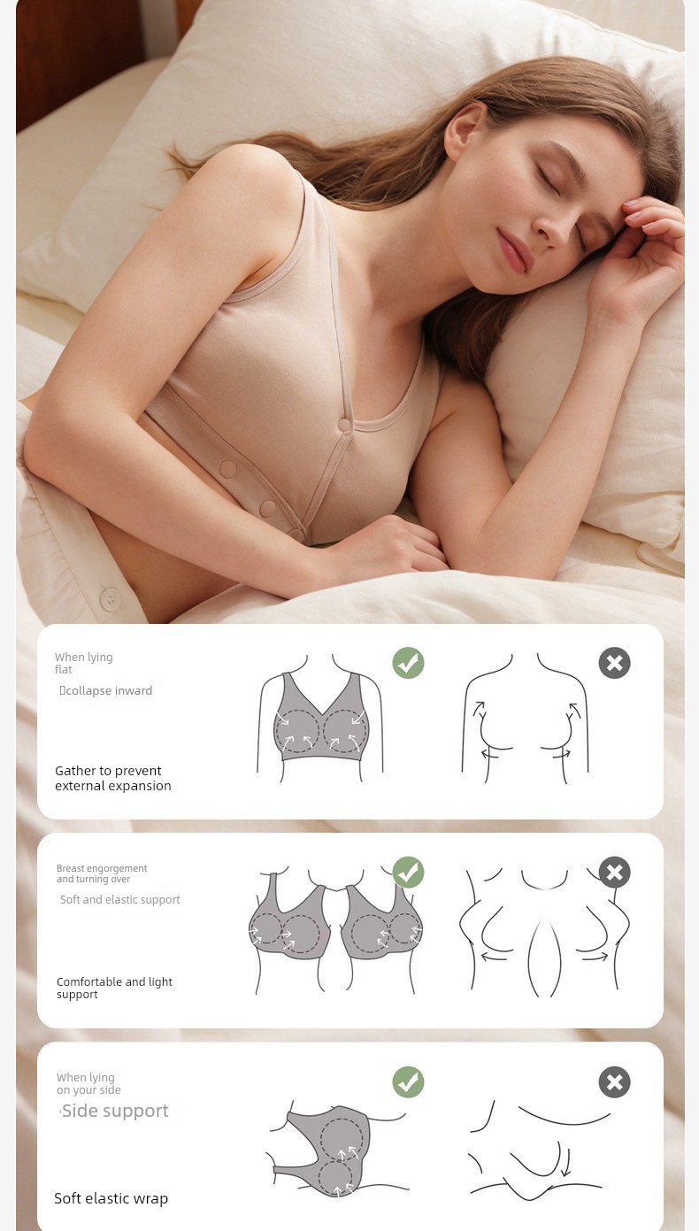 All-Cotton Nursing Bra, Cross-Style Postpartum Breastfeeding-Specific Maternity Bra, Vest-Style Sleep Night Bra — 13