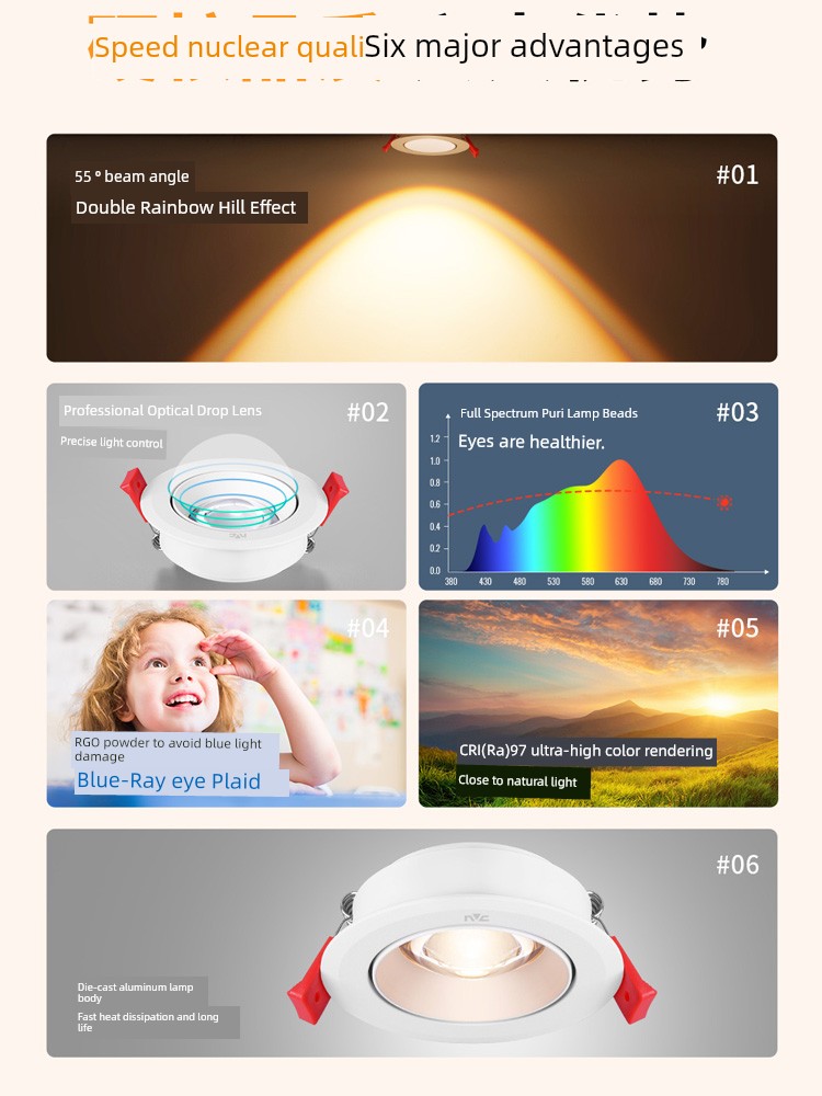 NVC Lighting Rainbow Embedded Living Room Fanghua Spotlight
