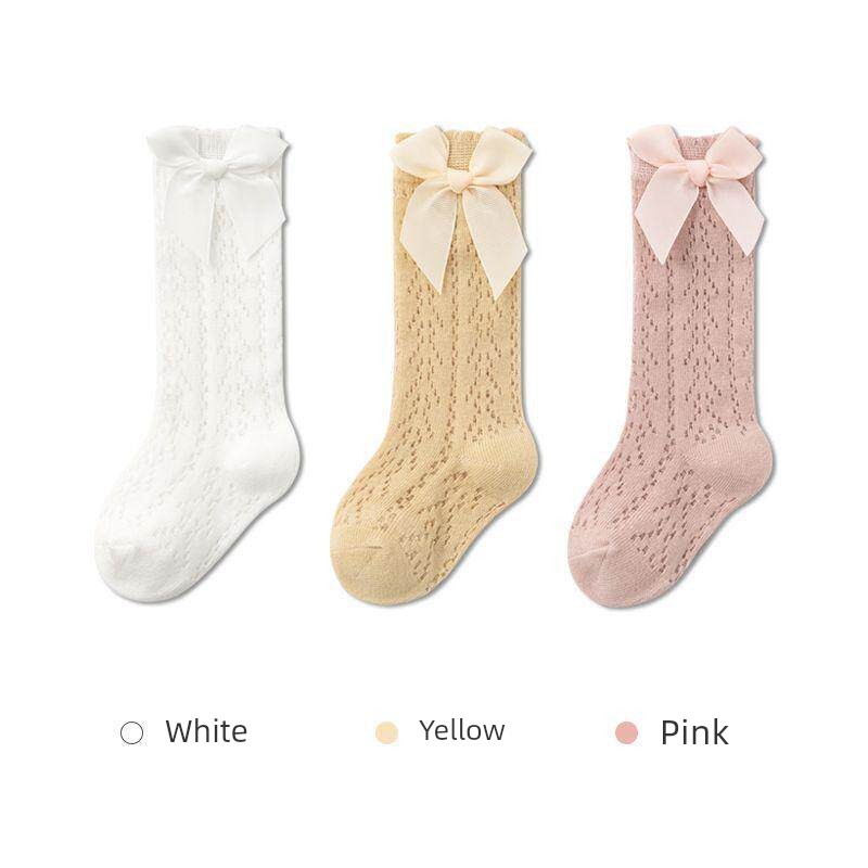 Baby Socks for Girls, Summer Mesh Breathable Bowknot Cute Anti-Mosquito Socks, Over-The-Knee Loose Fit That Doesn'T Squeeze the Legs — 2