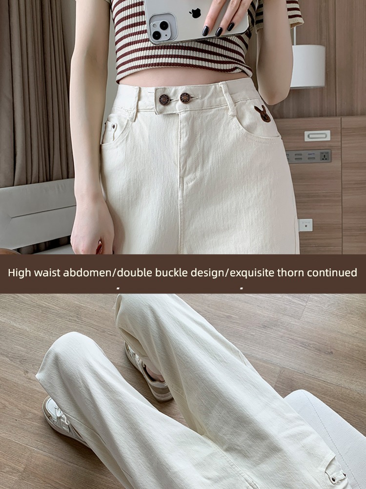 Spring and Autumn Curling pear-shaped body  High waist Jeans