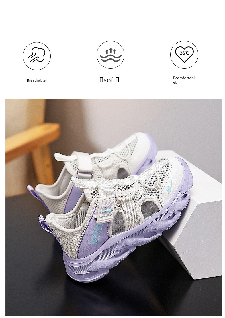 Double Star Children's Sandals for Girls, Summer 2026 New Model, Water-Resistant, Lightweight, Soft-Soled, Breathable, Closed-Toe Sports Shoes — 23