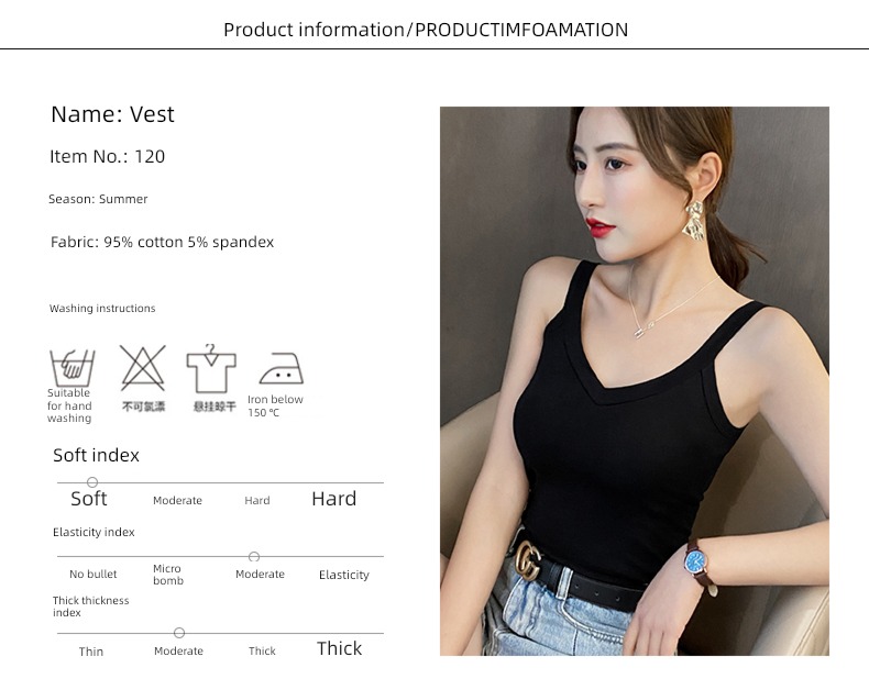 Beautiful back black ins Design sense niche V-collar camisole