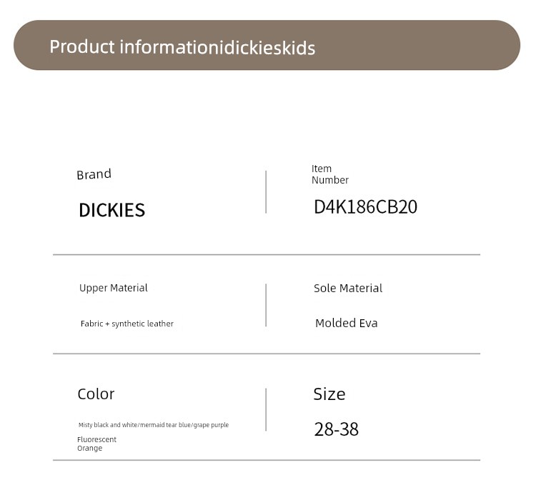 Dickies Kidsren's Sports Shoes for Boys and Girls, Lightweight, Breathable, Casual Swivel Buckle Kidsren's Shoes, Soft-Soled, Wear-Resistant Running Shoes — 6