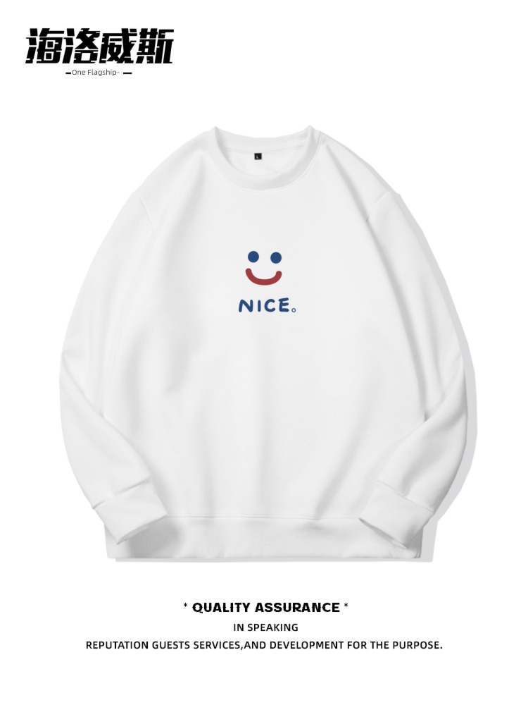 thickening winter easy white Simplicity smiling face Sweater