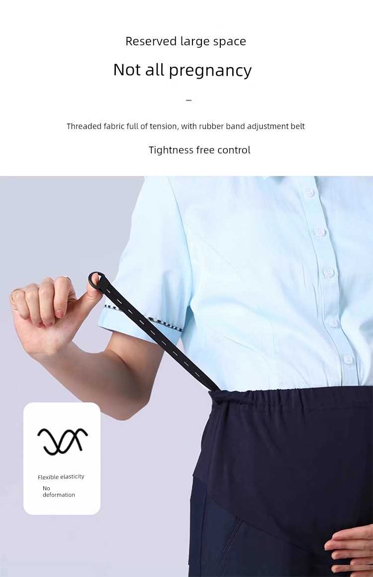 Maternity Work Pants for Office Workers, Straight-Leg Work Pants, Bank Maternity Pants, Suit Pants, Professional Work Pants, Blue Uniform Pants — 16