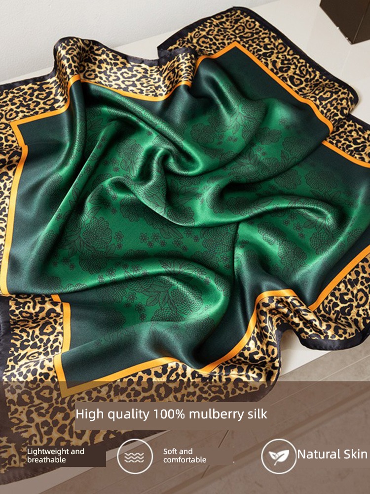female winter Advanced sense green Leopard Print fashion scarf
