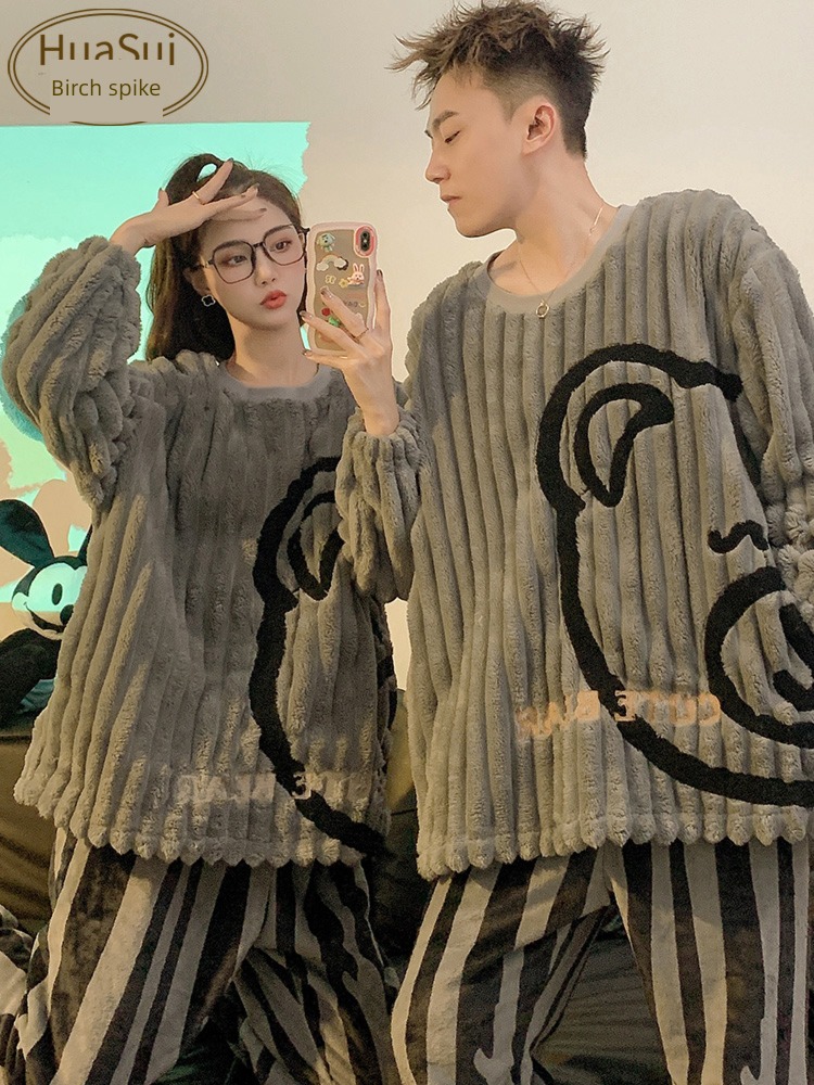 female lovely Cartoon Flannel Residence service lovers pajamas