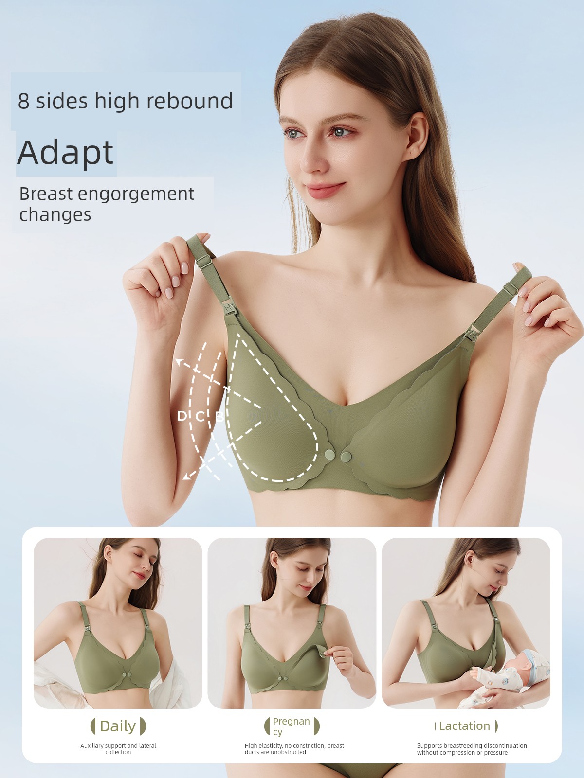 Jingqi Front-Button Maternity Bra for Large Busts and Plus Sizes, Specially Designed for Pregnancy and Postpartum Nursing, Anti-Sagging — 3