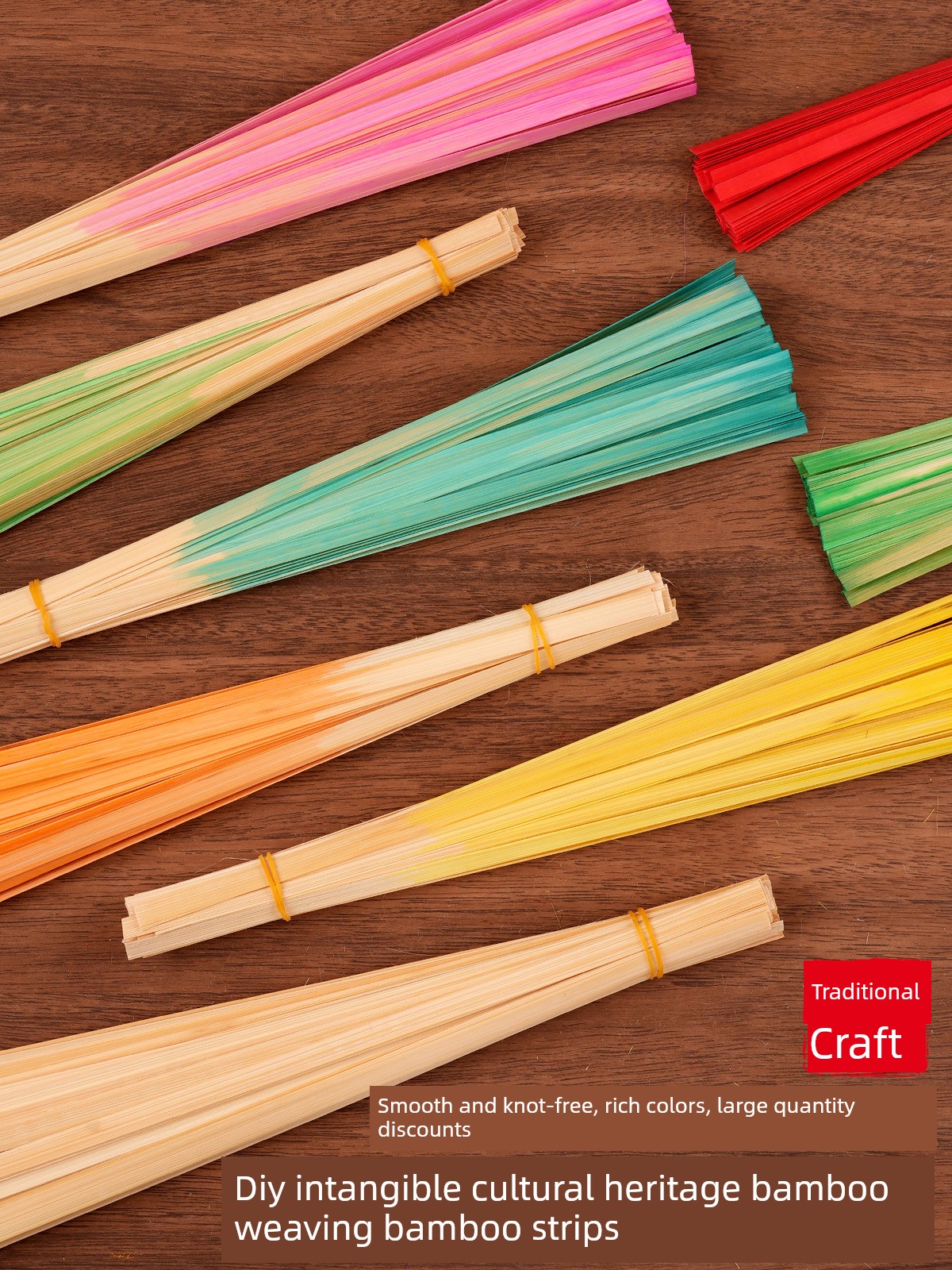 Macaron-Colored Hand-Dyed Traditional Bamboo Strips and Weaving Materials for National-Style Cultural Activities and Team Building
