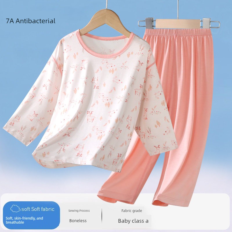 Modal Kids Pajamas Spring and Summer Thin Boys' Home Wear Boys Intimates Suit Teen Autumn Clothes Long Johns — 8