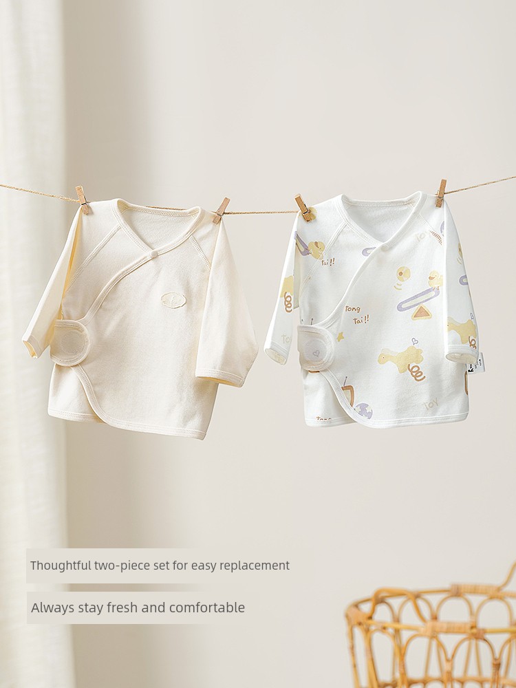 Tongtai Baby Half-Back Shirt, Spring and Autumn Pure Cotton Newborn Clothing, Monk-Style Outfit, Newborn Baby Belly-Protecting Top, Full-Month Outfit — 4