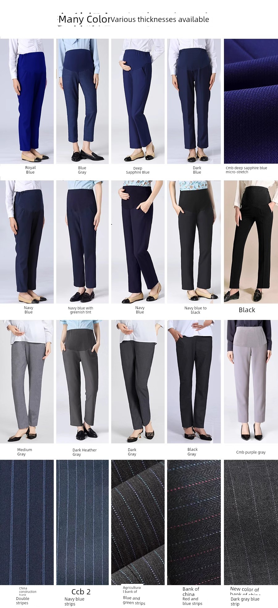 Maternity Work Pants for Office Workers, Straight-Leg Work Pants, Bank Maternity Pants, Suit Pants, Professional Work Pants, Blue Uniform Pants — 4