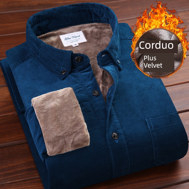 winter keep warm Long sleeve leisure time thickening Velvet shirt