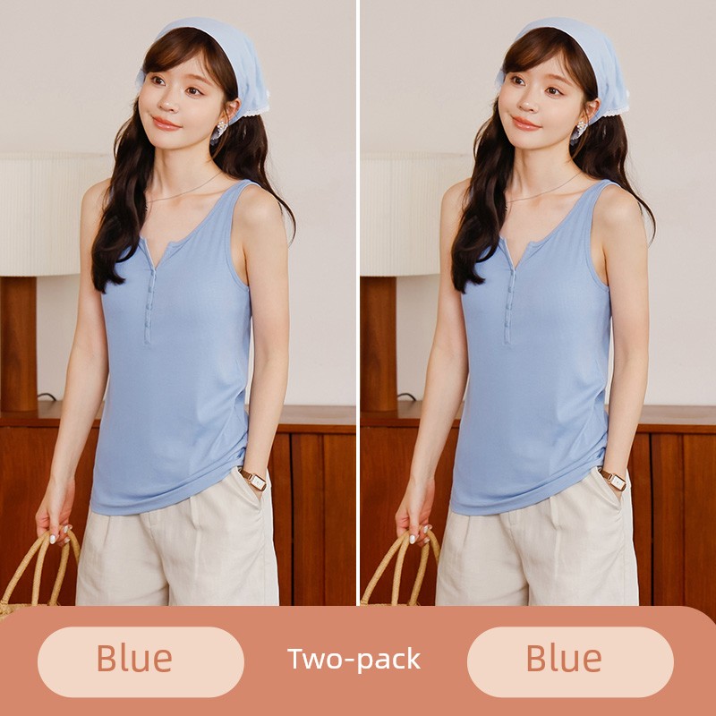 Breastfeeding Vest with Suspenders, No Need to Wear a Bra, Summer Thin Style, Can Be Worn Outside, Postpartum Maternity Top with Breast Pads, Special — 4