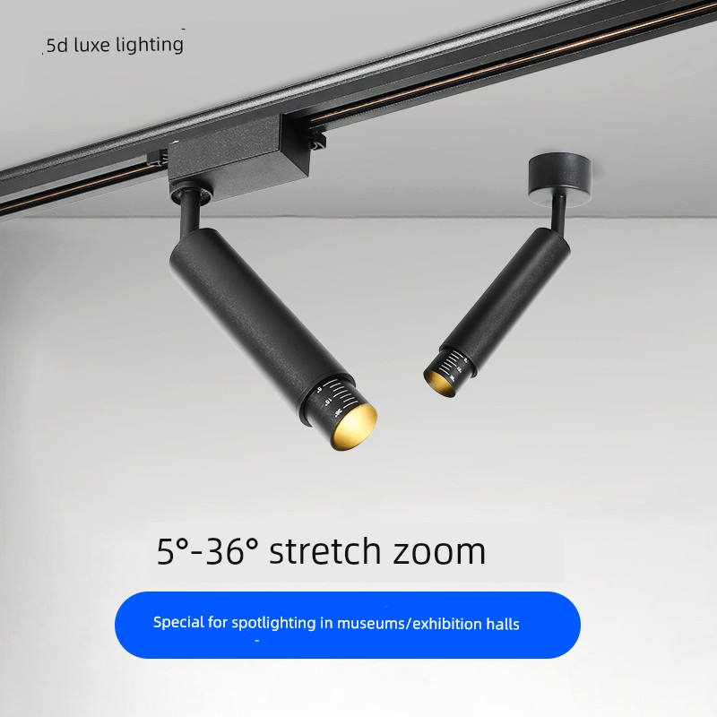 Small-Angle Zoomable Spotlight, Long-Tube Track Light, Museum Exhibition Hall Key Lighting, Ceiling-Mounted Surface-Mounted Track Light