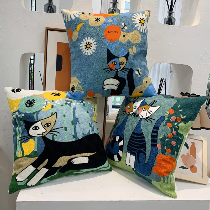 畢卡索印象派抱枕刺繡工藝歐式沙發裝飾靠墊藝術氣息滿滿