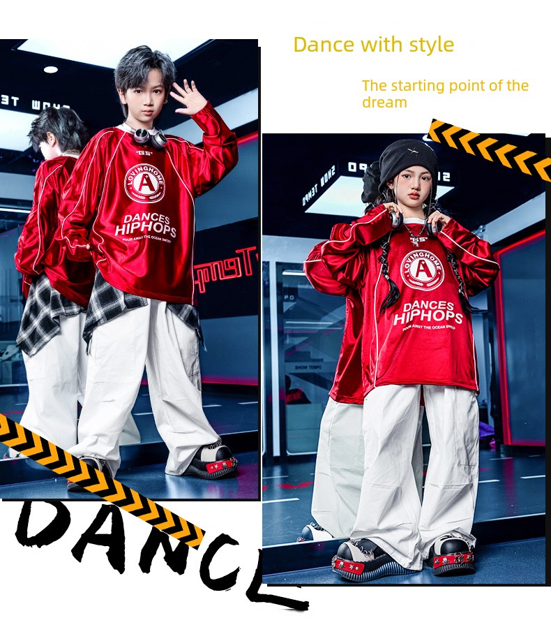 Children's Performance Clothing Hip-Hop Street Dance Children's Clothing Trendy Boys' Outfit Summer Drum Performance Outfit Girls' Clothing — 5