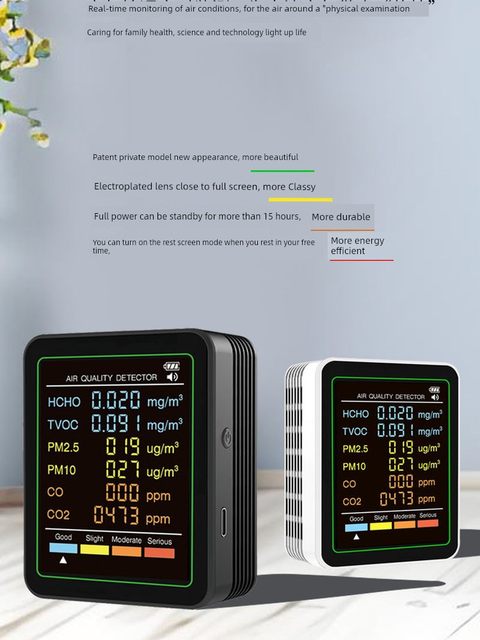 Formaldehyde detector pm2.5 pm10 particulate matter monitoring CO carbon dioxide tester 6 parameters