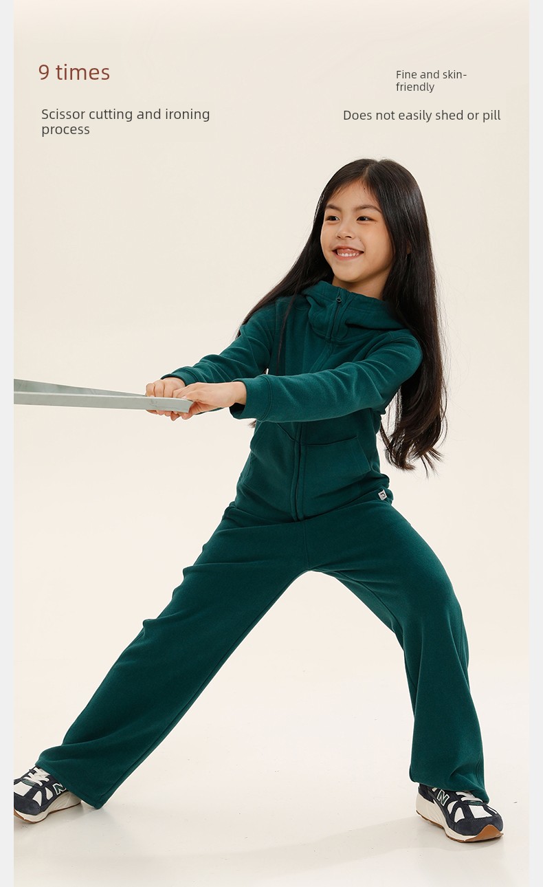 Capsule Naju Children's Clothing [Light Warm Fleece] Children's Pants Antibacterial Static-Free Boys and Girls Drawstring Straight-Leg Sports Pants — 12