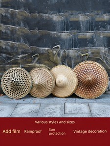 Bamboo Hat, Handmade Bamboo Hat, Dance Performance Decorative Props, Large Size Hat, Rainproof, Sun Protection, Sunshade