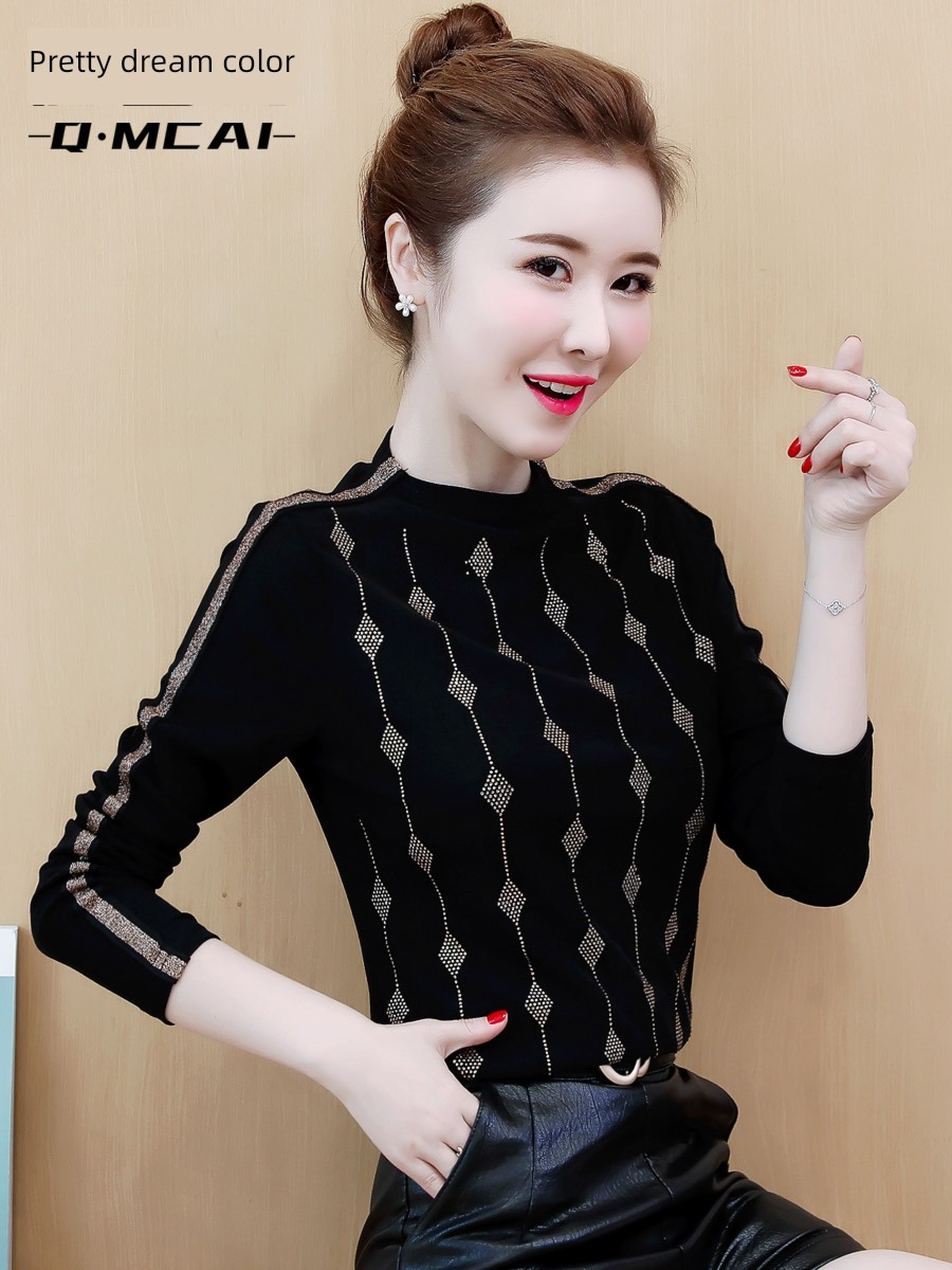 thickening Autumn and winter Half high collar Put on your clothes T-shirt Gauze