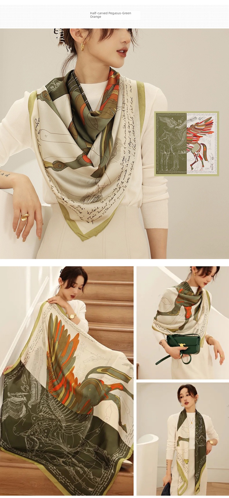 new pattern winter Foreign style blackish green female To Mom Large square towel