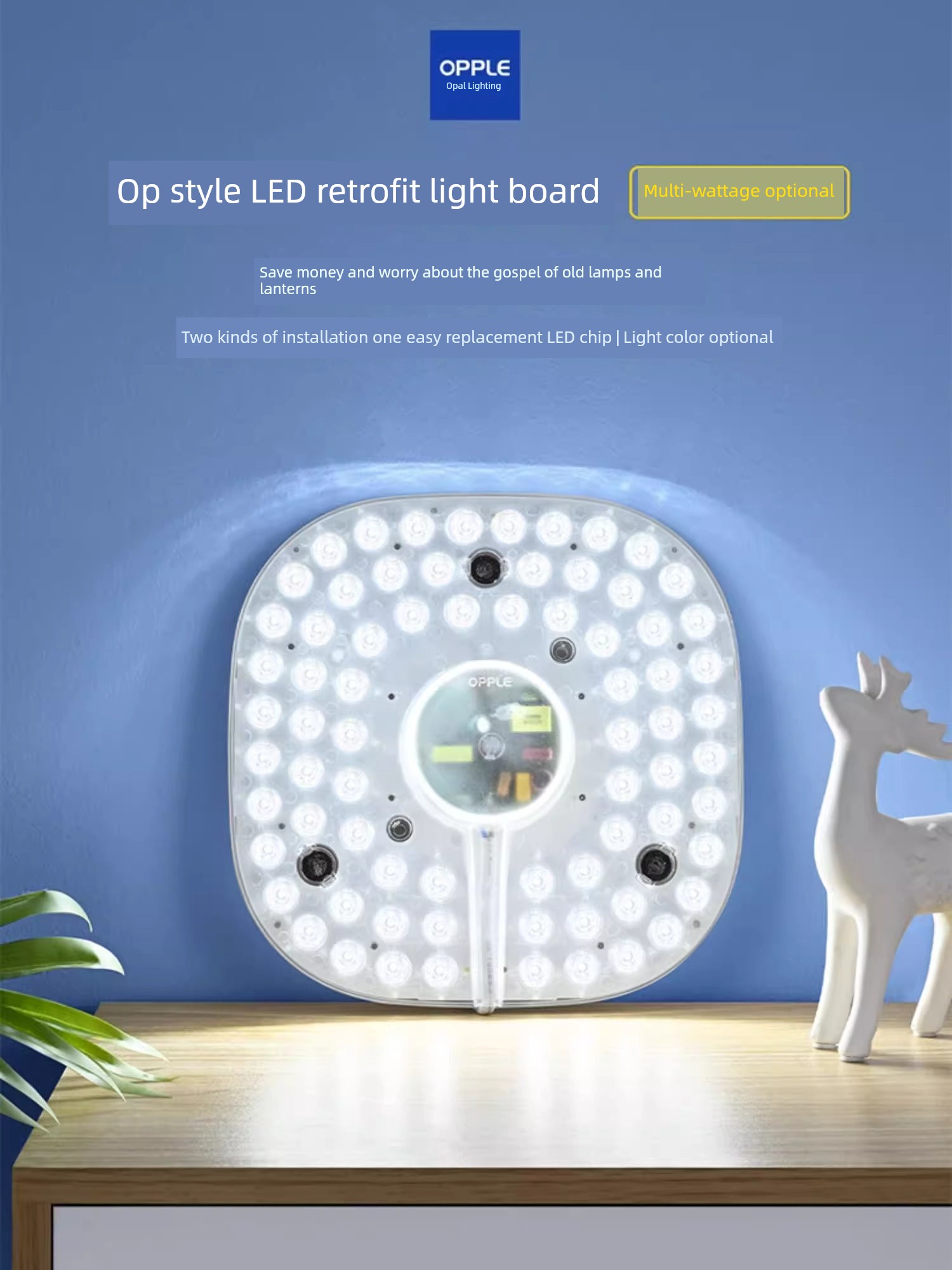 Opple LED Ceiling Light the Lamp Disc Transformation round Light Board Energy Saving Lamp Wick Bulb LED Light Board Light Bar Lamp Wick