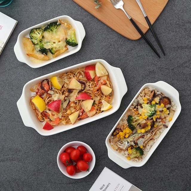 Ceramic baking mold Oven special baked rice plate cheese pizza pasta plate western food baking plate dish dish household tableware