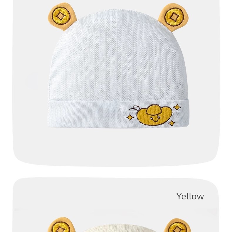 0-6 Months Baby Hat, Summer Thin Style, Single-Layer, Class A, Seamless, Lightweight, Breathable, Newborn Baby Fontanelle Protection Cap — 16