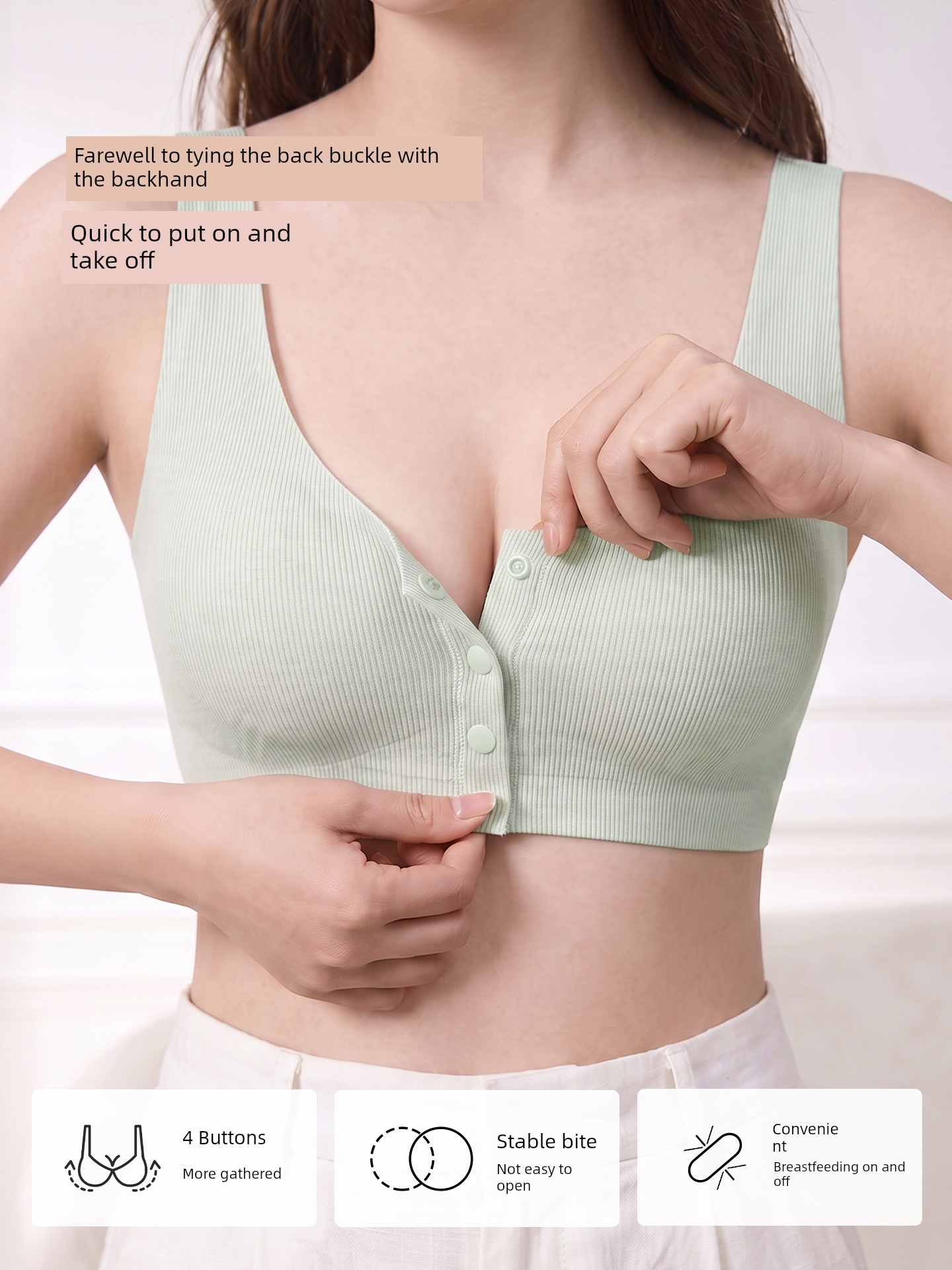October's Popular Front-Button Maternity Nursing Bra, Anti-Sagging, Postpartum Breastfeeding-Specific Sleep Vest Bra — 2
