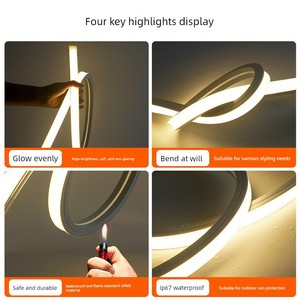 Led Flexible Silicone Light Strip Soft Sleeve 12V24 Low Voltage Waterproof Self-Adhesive 220V Embedded Linear Light Stri