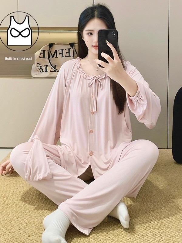 Modal Maternity Pajamas with Chest Pads, Summer Thin Style, Suitable for Postpartum and Breastfeeding Mothers, Spring and Summer Models — 4