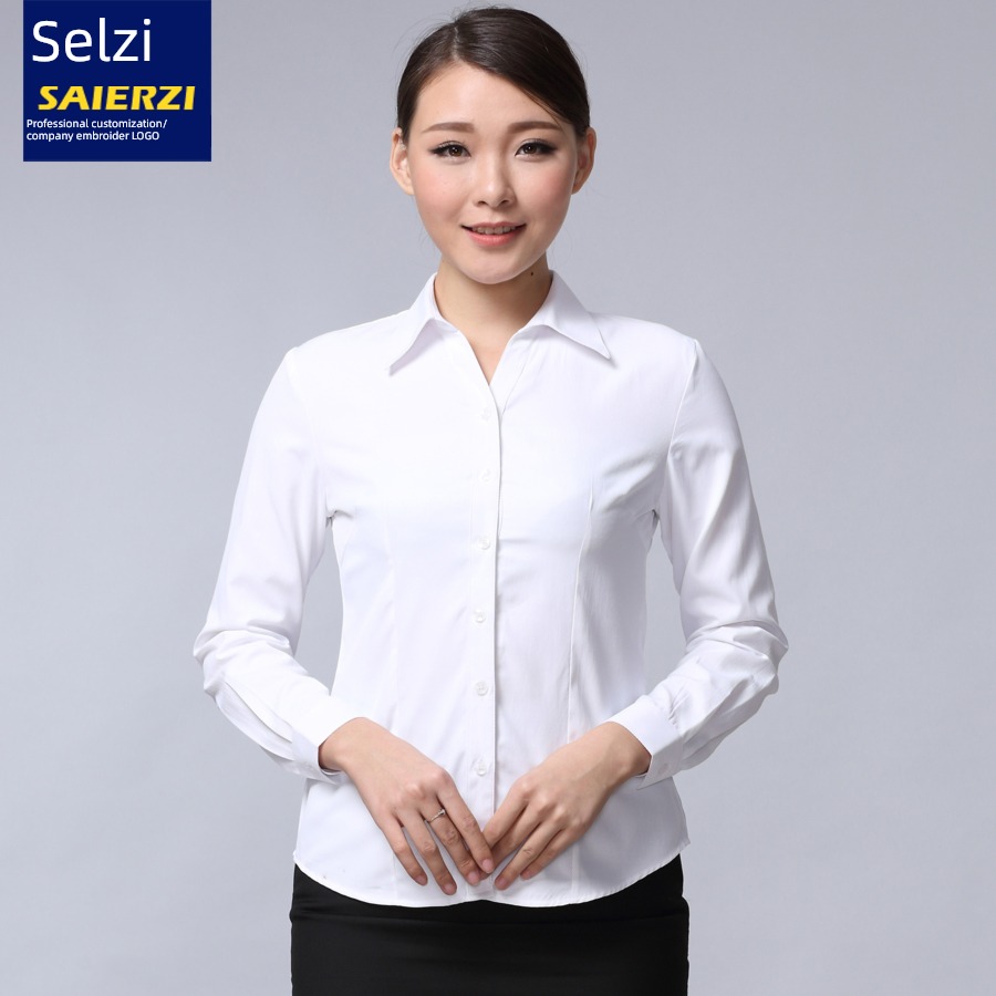 Inch shirt Long sleeve occupation bank coverall Self-cultivation formal wear