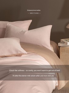 75D Ultra-Fine Milk Velvet Four-Piece Bedding Set, Thickened Coral Fleece Duvet Cover, Bed Sheet, Warm Fleece Bedding fo
