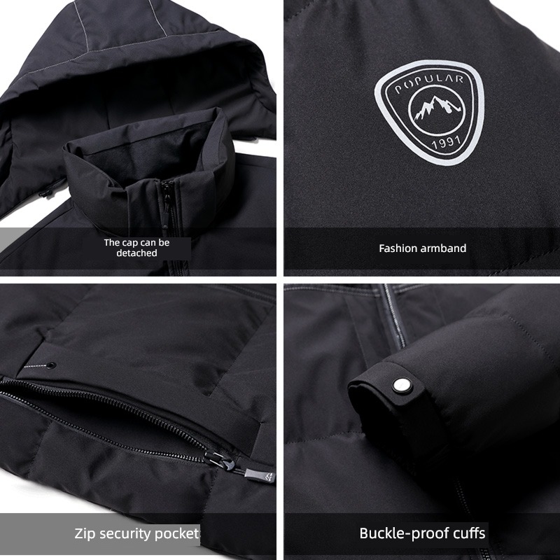 snow flying cotton-padded jacket Hooded leisure time man Down Jackets