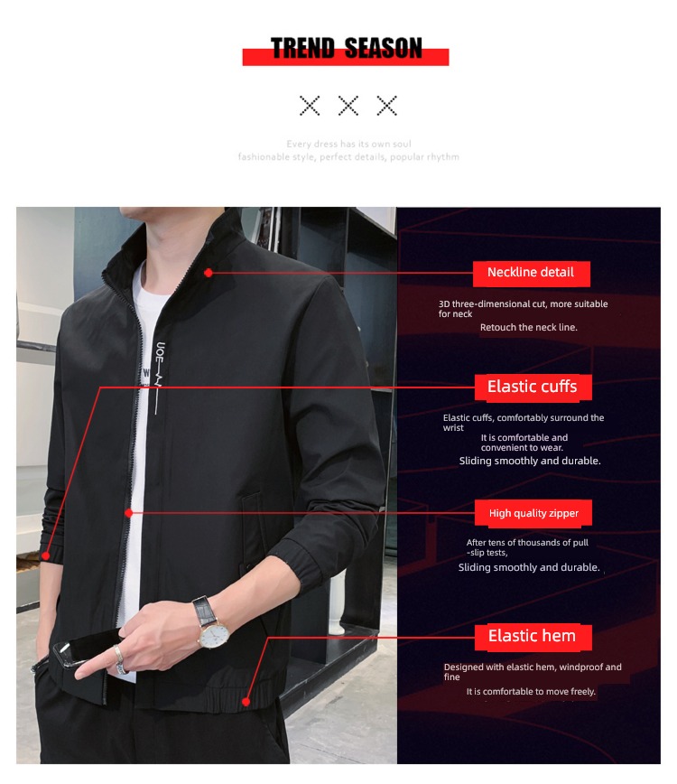Spring and Autumn leisure time stand collar Put on your clothes man Jacket
