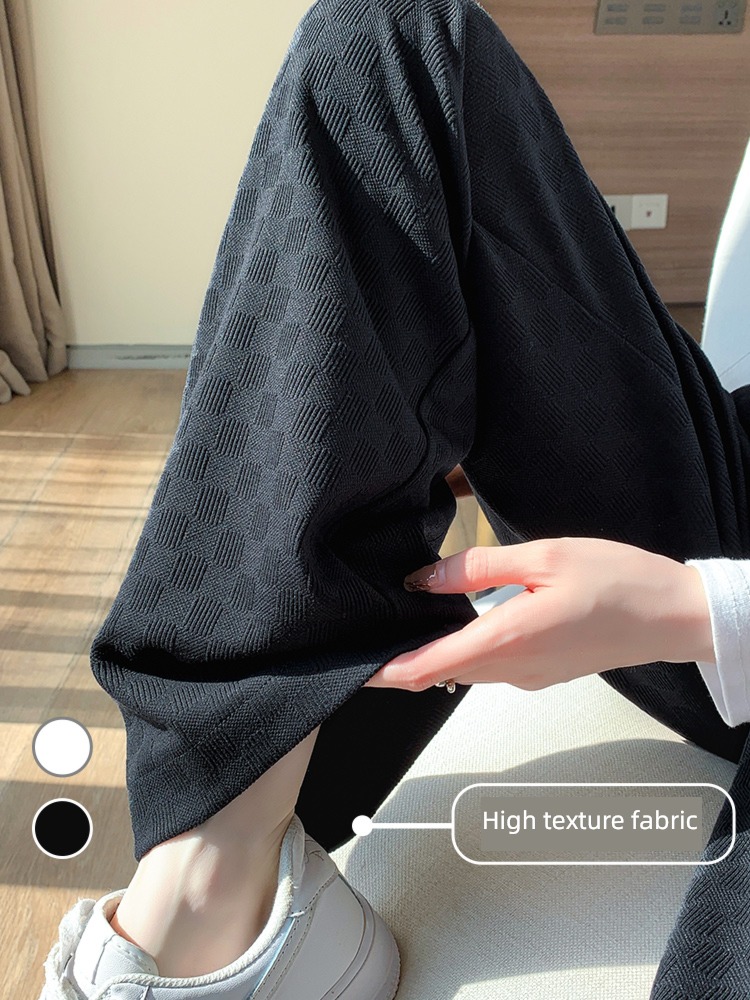 Spring, autumn and winter High waist thickening leisure time Chessboard Wide leg pants