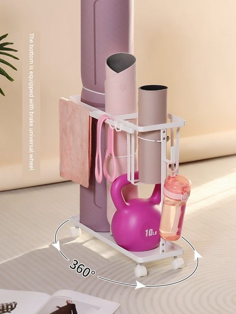 瑜伽垫收纳架子家用杠铃哑铃健身运动器材置物架夹缝整理篮框4050