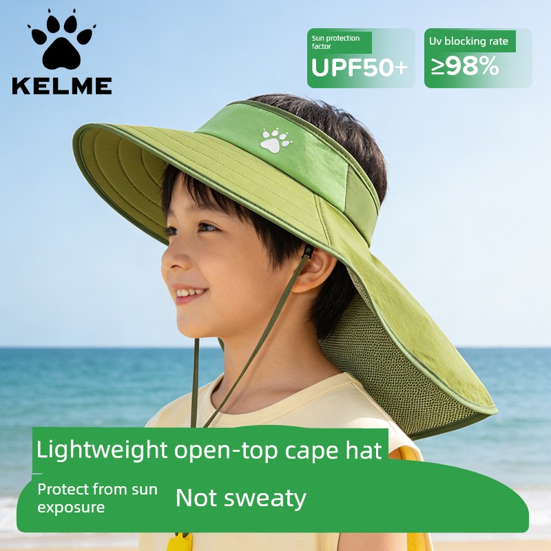 Kalmei Children's Sun Protection Hat for Boys and Girls, Large Brim Sun Hat with Shawl, Summer Open-Top Hat, Uv Protection — 3