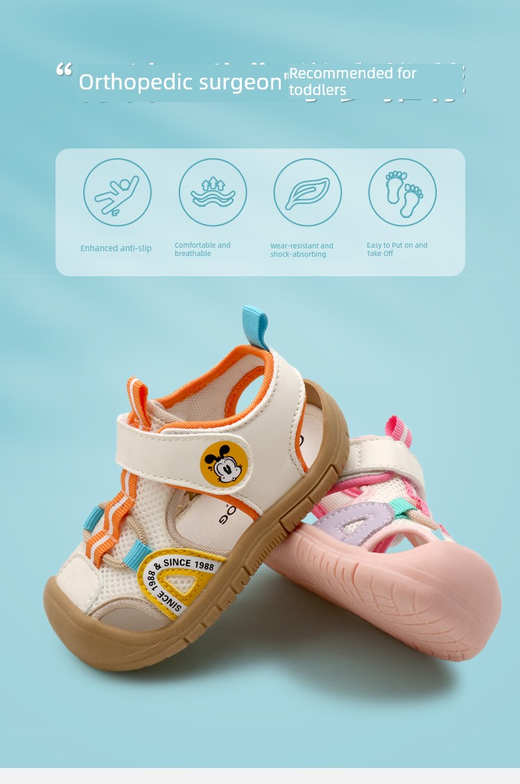 Babudou Infant and Toddler Shoes, Summer Breathable Toe-Toe Sandals, Non-Slip Soft-Soled Velcro Functional Shoes for Men and Women — 3