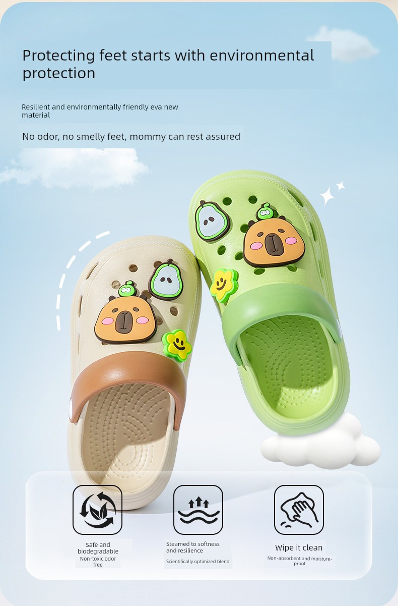 Pig Daddy Capibara Children's Summer Slippers for Boys, Non-Slip Home Sandals for Older Children, Beach Clogs for Girls — 4