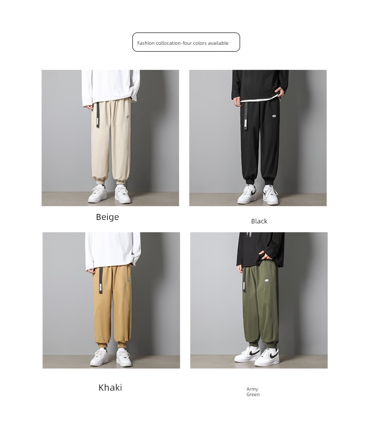 khaki Spring and Autumn leisure time Bundle leg pure cotton trousers