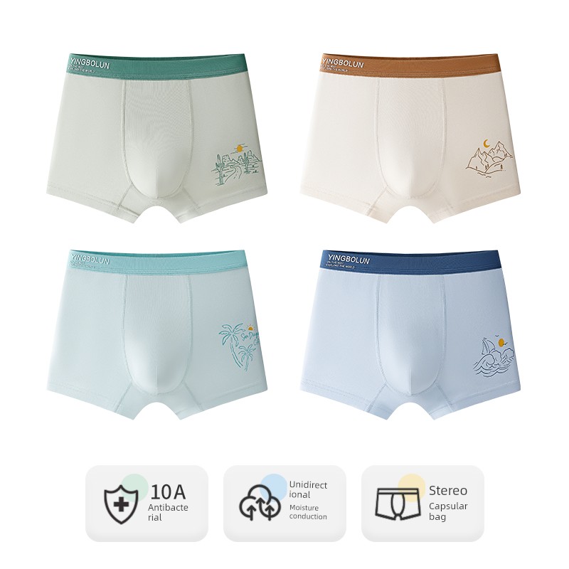 Ying Bo Lun Boys' Underwear Teenagers Pure Cotton Older Boys 12 Birthday Party Students over Boxers Boyshorts Cotton Shorts — 6