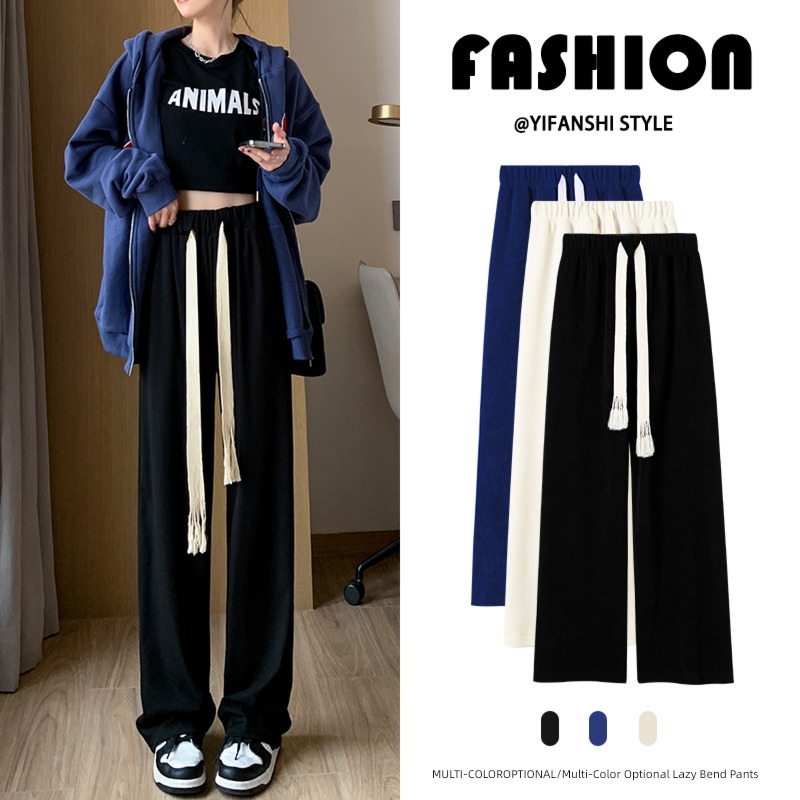 female Autumn and winter High waist Plush little chap Sports pants Drawstring
