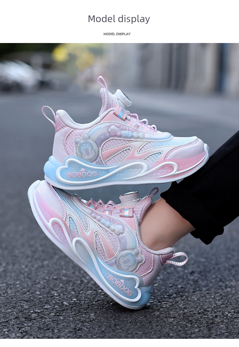 Babudou Girls' Shoes Sneakers 2026 Spring & Fall New Style Breathable Mesh Rotating Buckle Girls' Kidsren's Running Shoes — 11