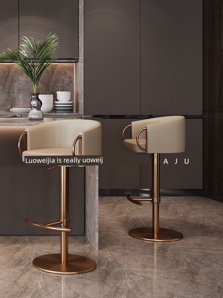 Modern Minimalist Light Luxury Home Bar Stool Swivel Lift Bar Chair Designer Minimalist Backrest Island Bar Stool