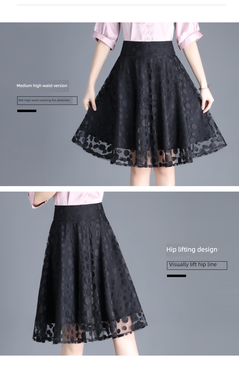 Gauze 2022 autumn Medium and long term Umbrella skirt Lace